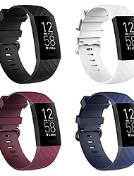 4 Pack Watch Band for Fitbit Charge 4 / Charge 3 / Charge 3 SE Silicone Replacement  Strap Metal Clasp Adjustable Breathable Sport Band Wristband