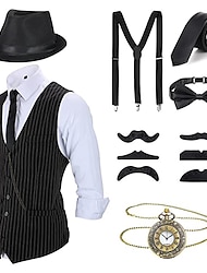 Retro / vintage Urlați 20 de ani Anii 1920 Ținute Γιλέκο Vestă Pălărie de panama Set accesorii Gatsby Domn Bărbați Modă Crăciun Bal Festival Cravată