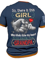 Father's Day papa shirts Graphic Letter Hand Vintage Fashion Designer Men's 3D Print T shirt Tee Grandpa T Shirt Outdoor Daily Sports T shirt Navy Blue Short Sleeve Crew Neck Shirt Spring & Summer
