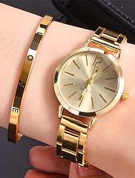 orologio al quarzo da donna con bracciale love set di gioielli moda orologio da polso analogico di lusso orologio digitale in acciaio inossidabile regalo di san valentino per lei
