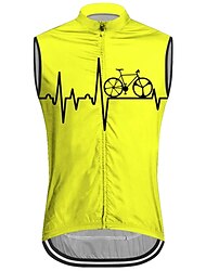 Herr Cykelväst Cykeltröja Grafisk Ärmlös Cykel Väst Tröja Överdelar med 3 bakfickor Bergscykling Vägcykling Snabb tork Bakficka Fuktabsorberande Andningsfunktion sporter Gul Röd Blå Kläder