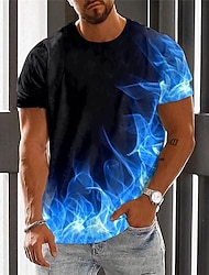 Voor heren Grafisch Vlam T-shirt Vlam overhemd Korte mouw T-shirt 3D-afdrukken Strakke ronde hals Overhemd Vintage Modieus Ontwerper Buiten Dagelijks Sport Lichtgroen Rood Blauw Lente zomer Kleding S