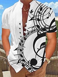 camisa masculina notas gráficas notas gola branca cáqui ao ar livre rua manga longa impressão roupas vestuário moda streetwear designer casual