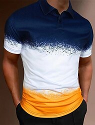 Homens Camiseta Polo pólo de lapela Polos de botões Camisa de golfe Gradiente Estampas Abstratas Aberto para a Lateral Amarelo Rosa Vermelho Verde Ao ar livre Rua Manga Curta Imprimir Roupa Esportes