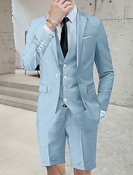 šampaňské nebesky modré pánské letní svatební obleky 3dílné jednodílné jednořadé střih na míru se čtyřmi knoflíky 2024
