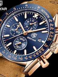 benyar クロノグラフ アナログ クォーツ ムーブメントによるメンズ腕時計 スタイリッシュなスポーツ デザイナー腕時計 30m 防水 エレガント ギフト 腕時計 男性用