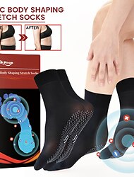 1 pár turmalínových iontových strečových ponožek pro tvarování těla, rychlý detox &zesilovač; turmalínové iontové pružné ponožky tvarující tělo, elastické ponožky tvarující záporné ionty na jaro a