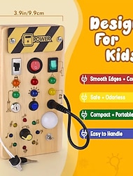 Montessori Busy Board For Toddlers With 8 LED Light Switches Sensory Toy Light Switch Toy Travel Toy For Babies And Toddlers Over 1 Years Old