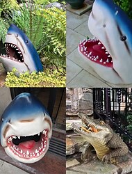 decor de crocodil plutitor cu cap de rechin pentru piscină de grădină, noutate animale în aer liber statuie jucărie falsificare pentru grădină parc iaz decor de perete