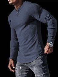 Herren T Shirt langarmshirt Glatt V Ausschnitt Strasse Sport Langarm Bekleidung Designer Basic Brautkleider schlicht Komfortabel