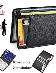 εξαιρετικά λεπτό μπροστινό πορτοφόλι τσέπης διπλό ανδρικό πορτοφόλι με 8 υποδοχές καρτών μινιμαλιστικό πορτοφόλι ταξιδιού αναδιπλούμενες υποδοχές παραθύρων για κάρτες ταυτότητας οδήγησης επαγγελματικό