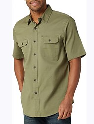 Men's Shirt Button Up Shirt Casual Shirt Summer Shirt Black White Green Short Sleeves Plain Lapel Street Vacation Basic Clothing Apparel Fashion Leisure