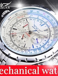 jaragar mechanické hodinky pro muže letec série military true men sportovní automatické hodinky luxusní nerezové mechanické pánské hodiny hodinové svítící náramkové hodinky modré sklo