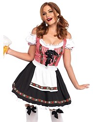 Karneval Oktoberfestbier Kostüm Dirndl Trachtenkleader Dirndlbluse Bayerisch Maid Deutsch München Wiesn Damen Stoff im traditionellen Stil Kleid Schürze