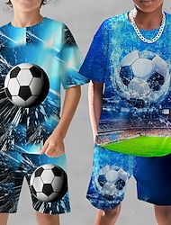 Boys 3D Graphic Football T-shirt & Shorts T-shirt Set Clothing Set Short Sleeve 3D prints Summer Spring Active Sports Fashion Polyester Kids 3-13 Years Outdoor Street Vacation Regular Fit