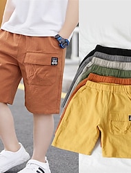Kids Boys Shorts Pocket Solid Color Breathable Comfort Shorts Outdoor Cool Daily turmeric Black Sky Blue Mid Waist