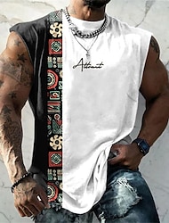 Férfi Mellény felső Ujjatlan férfi póló Grafika Színes Törzsi Terített nyak Ruházat 3D nyomtatás Napi Sport Ujjatlan Nyomtatott Dizájn Etno Izom
