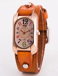 Fashion Casual Women's Watch Faux Leather Diamond Strap Band Oblong Case Quartz Wrist Watch Female Clock
