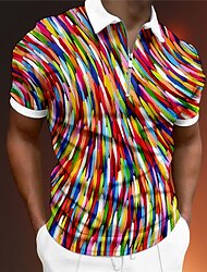 Men's Polo Shirt Lapel Polo Zip Polo Golf Shirt Graphic Prints Turndown Light Green Red Blue Green Gray Outdoor Street Short Sleeves Zipper Print Clothing Apparel Fashion Designer Casual Breathable