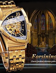 forsining bărbați ceas mecanic modă de lux ceas de mână analogic neregulat schelet ceas mecanic automat ceas de oțel inoxidabil rezistent la apă cu bobinaj automat