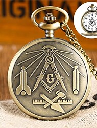 vintage kapesní hodinky s řetízkem bronz svobodný zednář g unisex quartz dekorace šaty hodinky přívěsek náhrdelník řetízek