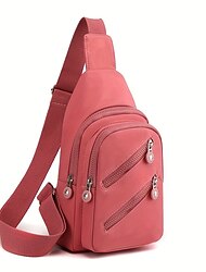 modna damska torebka typu sling z wieloma zamkami i regulowanym paskiem - modna, lekka torebka typu crossbody do noszenia na co dzień i w podróży