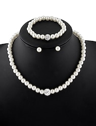 Bridal Jewelry Sets 1 set Imitation Pearl 1 Necklace 1 Bracelet Earrings Women's Fashion Personalized Simple Beads Precious Geometric Jewelry Set For Wedding Anniversary Special Occasion