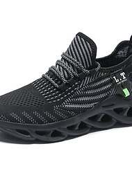 Men's Sneakers Sporty Look Walking Sporty Daily Tissage Volant Breathable Lace-up Black White Black+Gray Summer Spring