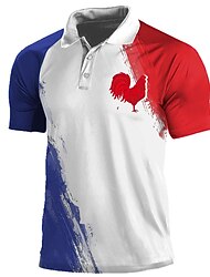 Men's Polo Shirt Lapel Polo Button Up Polos Golf Shirt Letter Eiffel Tower Graphic Prints Turndown White Wine Red Blue Outdoor Street Short Sleeves Print Clothing Apparel Sports Fashion Designer