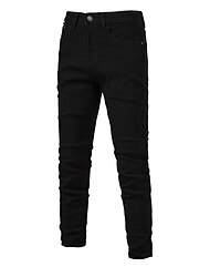 Men's Jeans Trousers Dark Wash Jeans Denim Pants Pocket Straight Leg Plain Comfort Breathable Outdoor Daily Going out Cotton Blend Fashion Casual Black White Micro-elastic