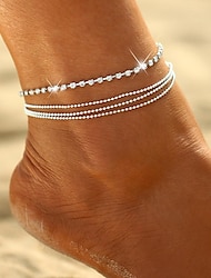 Ankle Bracelet Women's Body Jewelry For Holiday Beach Rhinestone Alloy Silver 1 PC