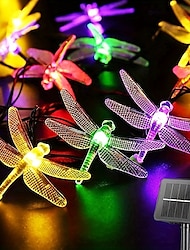 1pc Solar Dragonfly String Lights Waterproof 20 LEDs Dragonfly Fairy Lights Decorative Lighting For Indoor/Outdoor Home Garden Lawn Fence Patio Party