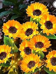 3-in-1-Sonnenblumen-Lichter, Solar-Außen-LED-Hof, Park-Dekoration, Sonnenblumen-Bodeneinfügung, Atmosphärenlicht, Rasenimitation, Stehlampe, Rasenlampe