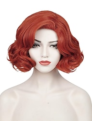 Short Copper Red Wigs for Women 1920s 20s 30s Curly Synthetic Auburn Bob Vintage Wig Halloween Cosplay Costume Wig