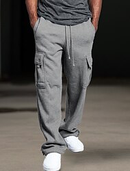 Męskie Spodnie dresowe Uprawiający jogging Spodnie Spodnie dresowe z prostymi nogawkami Spodnie dresowe cargo Ściągana na sznurek Elastyczny pas Multi Pocket Równina Komfort Oddychający Codzienny