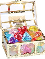 子供のダイヤモンド宝石のおもちゃ模造クリスタル女の子プラスチックアクリル 7 色プリンセス城宝箱宝箱