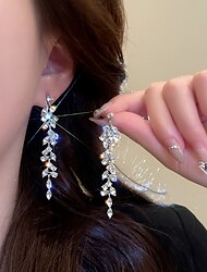 Damen Tropfen-Ohrringe Edler Schmuck Quaste Kostbar Stilvoll Luxus Ohrringe Schmuck Silber Für Hochzeit Party 1 Paar