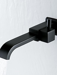 Wall Mounted Bathroom Facuet Cold Water Only, Monobloc Basin Taps Single Hole Brass Washroom Tap Black Chrome