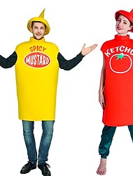 Senape Ketchup Costumi divertenti Costumi per coppie di gruppo di Halloween Per uomo Per donna Cosplay di film Cosplay Costumi Rosso Superiore Pantaloni Halloween Carnevale Mascherata Poliestere