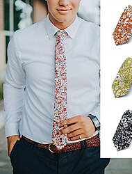 Ανδρικά Βαθμίδες Γραβάτες Skinny Tie Στάμπα Φλοράλ Γάμου Πάρτι γενεθλίων