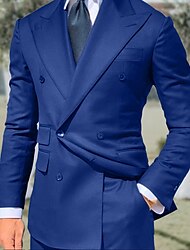 černé námořnicky modré pánské svatební obleky jednobarevné 2dílné plus size standardní střih dvouřadé se šesti knoflíky 2024