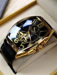 heren mechanisch horloge luxe grote wijzerplaat fashion business hol skelet automatisch zelfopwindend waterdicht lederen horloge