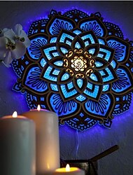 mandala nachtlampje houten decoratieve lamp yoga kamer led nachtlampje meerlaags laser gesneden gesneden licht muur decor voor thuis woonkamer slaapkamer ornament 1pc