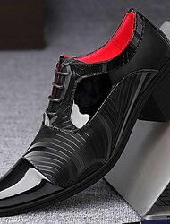 Men's Oxfords Derby Shoes Dress Shoes Height Increasing Shoes Tuxedos Shoes Casual British Wedding Party & Evening Patent Leather Height Increasing Lace-up Black White Spring Fall