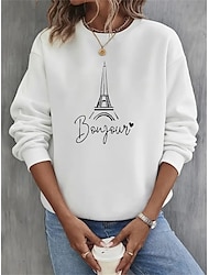 Damen Sweatshirt Pullover Burgunderfarbener Kapuzenpullover Zur Seite fahren Polyester 100% Baumwolle Graphic Buchstabe Strasse Casual Vintage Basic Rundhalsausschnitt Langarm Oberteil Mikro-elastisch