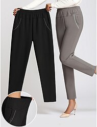 Women‘s Skinny Chinos Work Dress Pants Trousers Casual Grey Black Deep Blue Fashion Streetwear Daily Wear Pocket Full Length Soft Plain XL 2XL 3XL 4XL 5XL