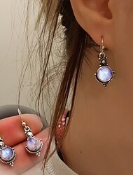 pietra di luna retrò orecchini moda tailandese argento colorato gemma orecchio gancio orecchio gioielli