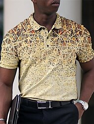 Men's Graphic Polo Shirts Golf Shirt Short Sleeve Polo Shirts Collared Shirts Business Casual WorkWear Formal Wear Festival Wear Buttons 3D Print Blue-Green Yellow Pink