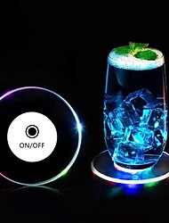 porta-coquetel led redondo ultrafino porta-copos luminoso antiderrapante & porta-copos de bebida de cerveja transparente à prova d'água para festa de clube natal casamento