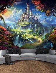 Castle Garden Theme Hanging Tapestry Wall Art Large Tapestry Mural Decor Photograph Backdrop Blanket Curtain Home Bedroom Living Room Decoration